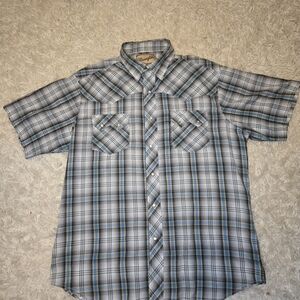 Wrangler Blue and White Plaid Casual Shirt